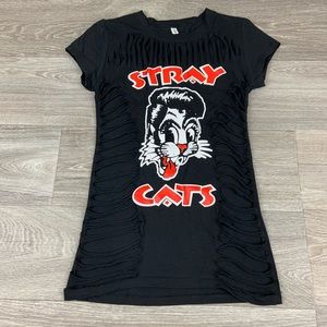 Black stray cats rock/ rockabilia cut tee shirt size medium